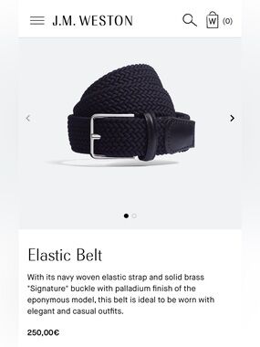 J.M. Weston Navy blue Woven Belt. Made in Italy. size 90. Fits like a medium.34i